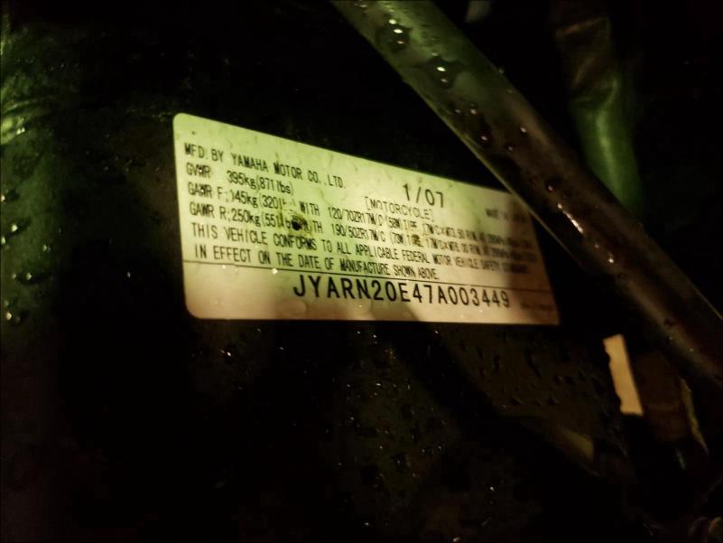 2007 YAMAHA YZFR1 JYARN20E47A003449