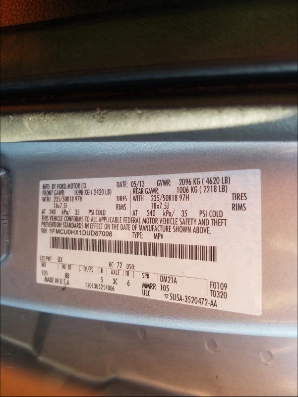 2013 FORD ESCAPE SEL 1FMCU0HX1DUD87008