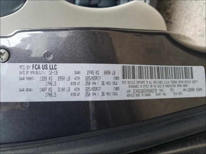 2019 DODGE GRAND CARA 2C4RDGBG5KR806276