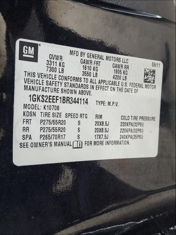 2011 GMC YUKON 1GKS2EEF1BR344114