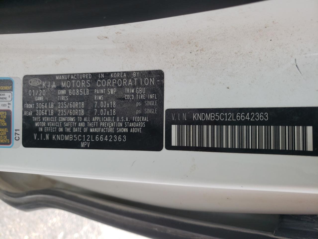 KNDMB5C12L6642363 2020 KIA SEDONA - Image 14