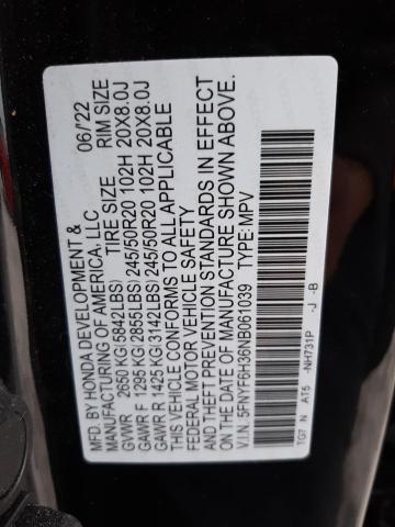 2022 HONDA PILOT SPOR - 5FNYF6H36NB061039