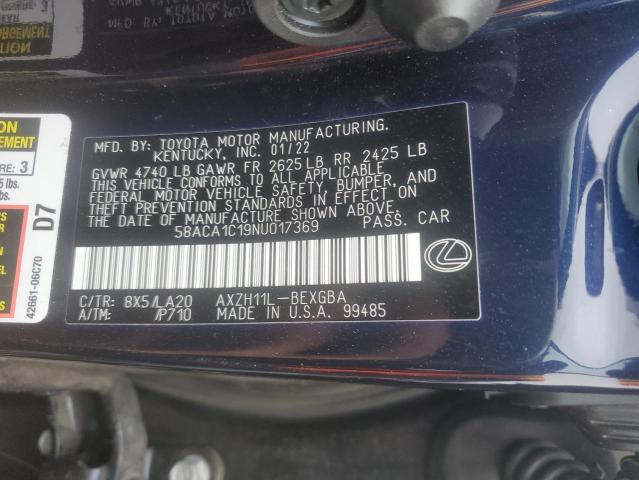 2022 LEXUS ES 300H BA 58ACA1C19NU017369