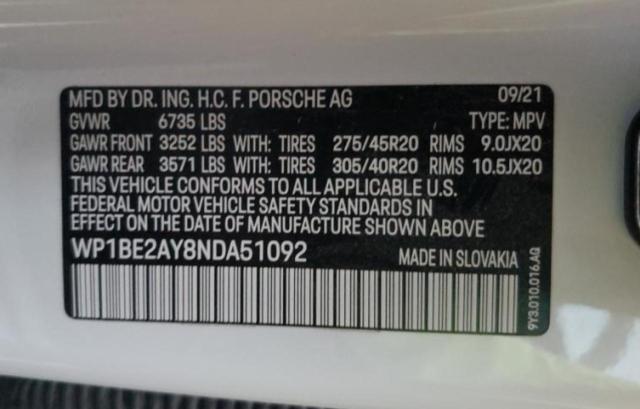 2022 PORSCHE CAYENNE E WP1BE2AY8NDA51092