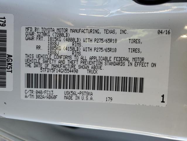 2016 TOYOTA TUNDRA CRE - 5TFDY5F14GX554490