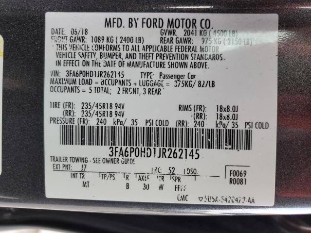 2018 FORD FUSION SE - 3FA6P0HD1JR262145