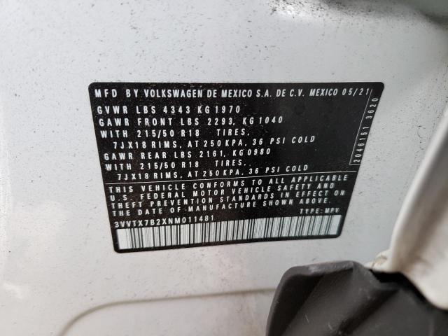 2022 VOLKSWAGEN TAOS SE - 3VVTX7B2XNM011481