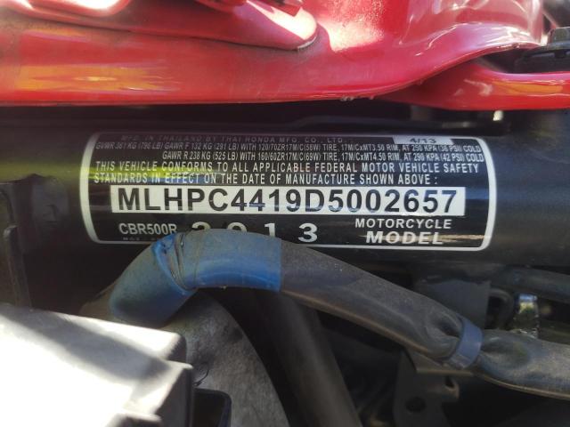 2013 HONDA CBR500 R MLHPC4419D5002657