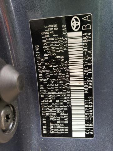 2018 TOYOTA CORLLA L L 5YFBURHE3JP849595