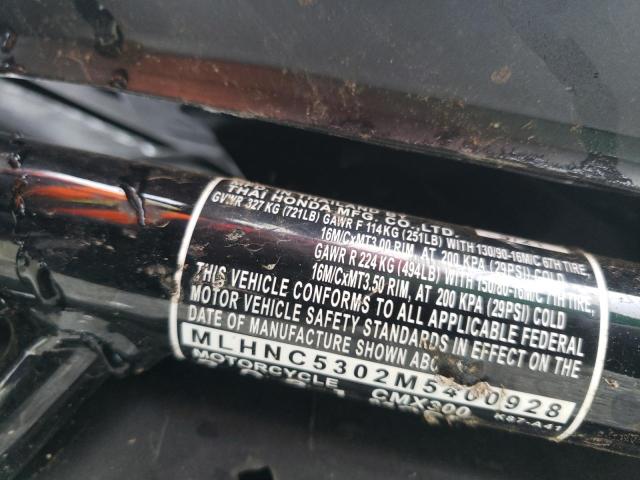 2021 HONDA CMX300 - MLHNC5302M5400928
