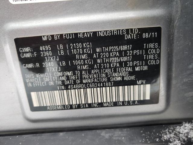 4S4BRDLC6B2441887 Subaru Outback 3.6r Limited