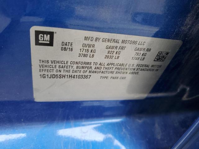 2017 CHEVROLET SONIC LT - 1G1JD5SH1H4103367
