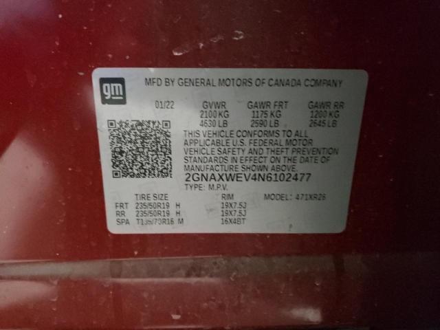 2022 CHEVROLET EQUINOX RS 2GNAXWEV4N6102477
