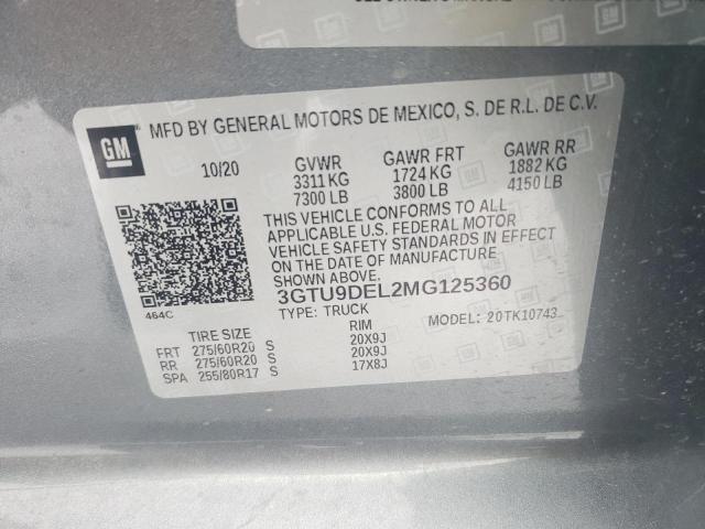 3GTU9DEL2MG125360 GMC Sierra K1500 Slt