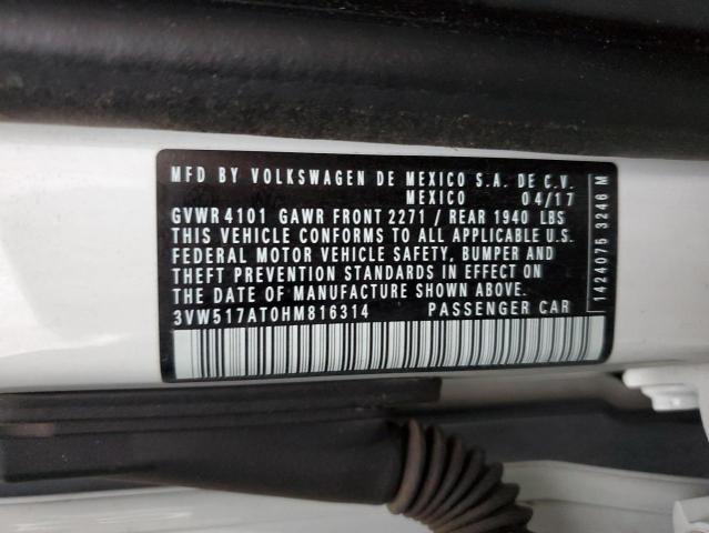 2017 VOLKSWAGEN BEETLE S/S 3VW517AT0HM816314