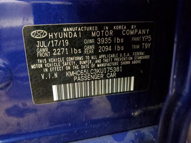 2019 HYUNDAI IONIQ BLUE - KMHC65LC3KU175381