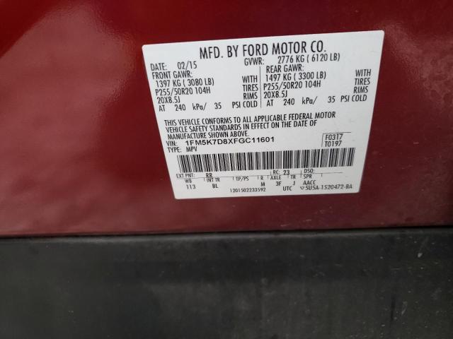 1FM5K7D8XFGC11601 Ford EXPLORER XLT
