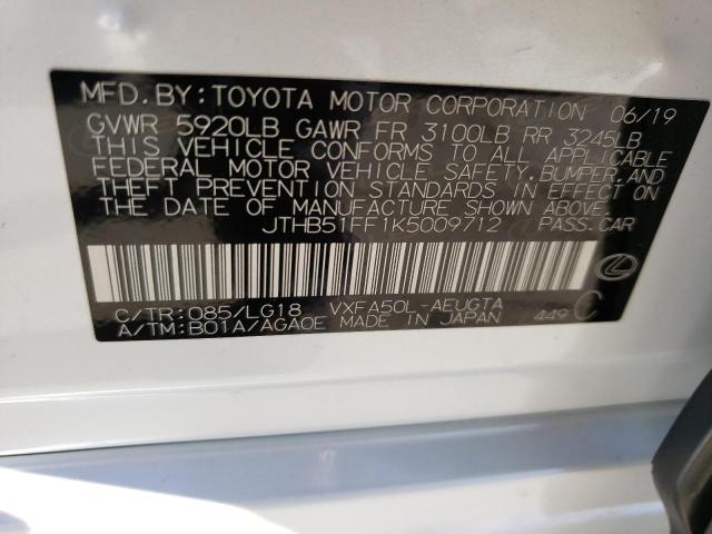2019 LEXUS LS 500 BAS - JTHB51FF1K5009712