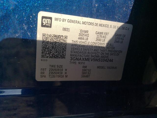 2022 CHEVROLET EQUINOX RS 3GNAXMEV5NS104244