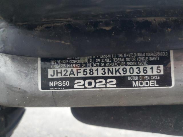 2022 HONDA NPS50 JH2AF5813NK903615