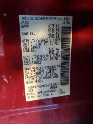 2017 NISSAN TITAN XD S - 1N6BA1F42HN524381