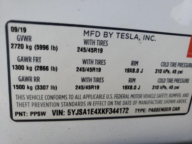 5YJSA1E4XKF344172 Tesla MODEL S