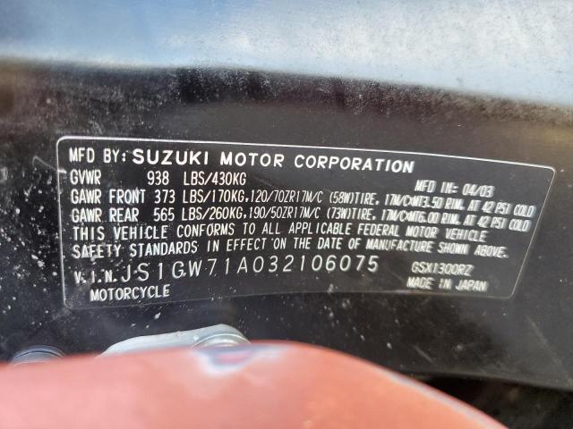 2003 SUZUKI GSX1300 R JS1GW71A032106075