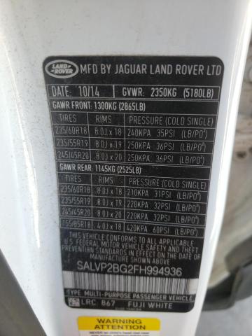 SALVP2BG2FH994936 Land Rover Range Rover Evoque Pure Plus