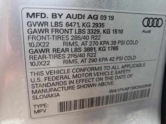 2019 AUDI Q8 PRESTIG WA1FVAF15KD032949