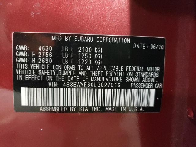 2020 SUBARU LEGACY SPO 4S3BWAF60L3027016