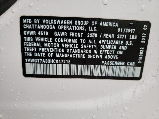2017 VOLKSWAGEN PASSAT SE - 1VWGT7A33HC047215