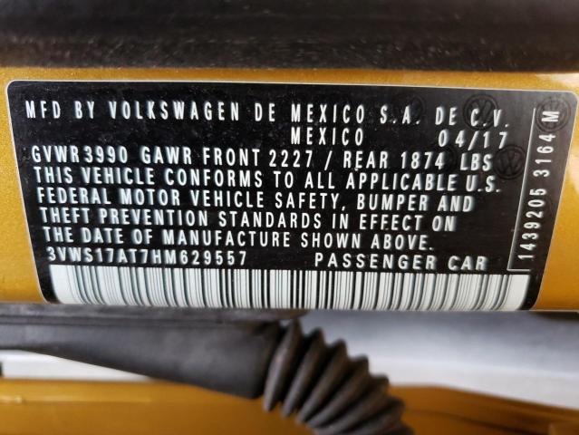 2017 VOLKSWAGEN BEETLE DUN 3VWS17AT7HM629557