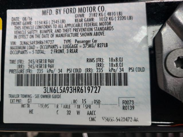 2017 LINCOLN MKZ PREMIE 3LN6L5A93HR619727