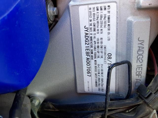 2015 YAMAHA WR250 R JYADG21E8FA007067