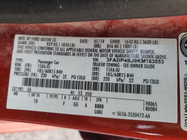 2019 FORD FIESTA 3FADP4BJ9KM163553