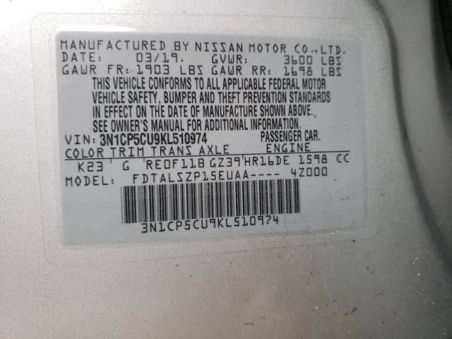 2019 NISSAN KICKS 3N1CP5CU9KL510974