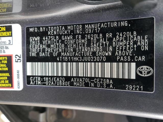 2018 TOYOTA CAMRY L - 4T1B11HK3JU023070