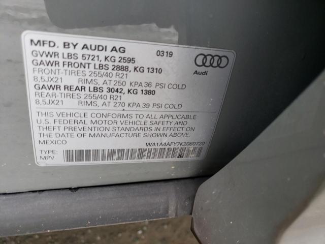 2019 AUDI SQ5 PREMIU WA1A4AFY7K2080720