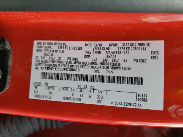 1FTEW1E53JFC39605 Ford F150 Supercrew
