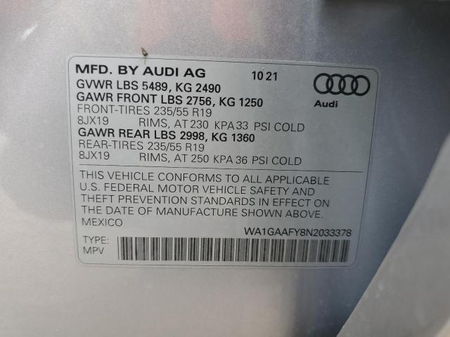 2022 AUDI Q5 PREMIUM - WA1GAAFY8N2033378