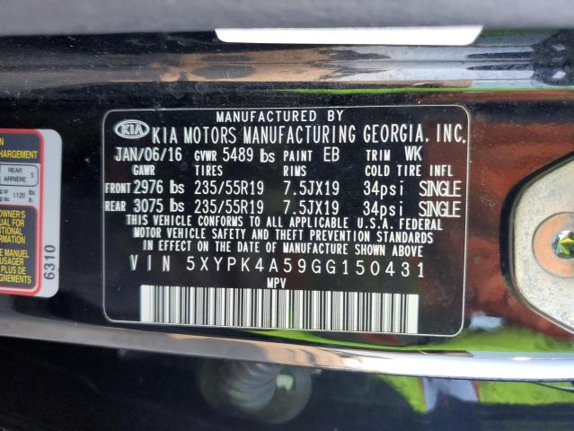 5XYPK4A59GG150431 KIA Sorento