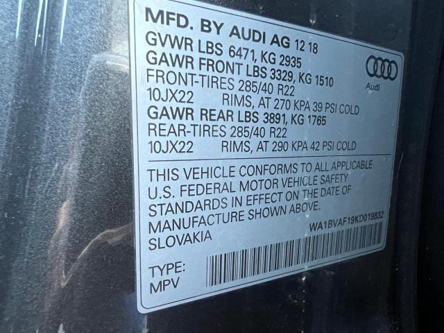 2019 AUDI Q8 PREMIUM WA1BVAF19KD019832