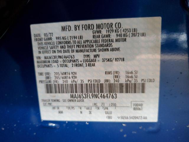MAJ6S3FL9NC464763 Ford ECOSPORT S