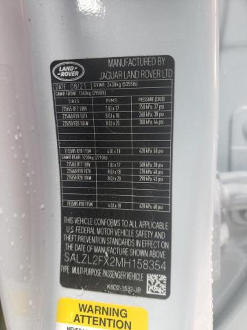 SALZL2FX2MH158354 Land Rover Range Rover Evoque R-dynamic Se