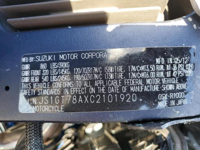 2012 SUZUKI GSX-R1000 - JS1GT78AXC2101920