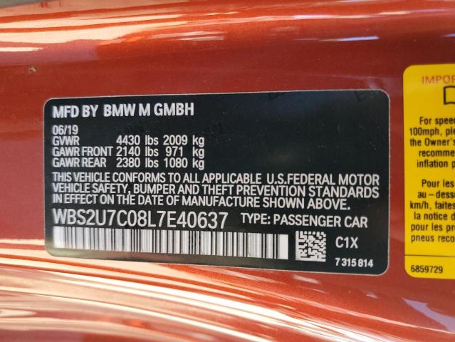 2020 BMW M2 COMPETI - WBS2U7C08L7E40637