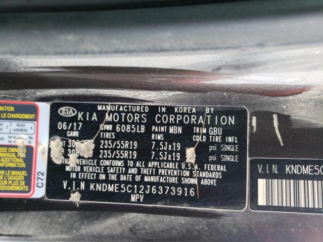 KNDME5C12J6373916 KIA Sedona Sxl