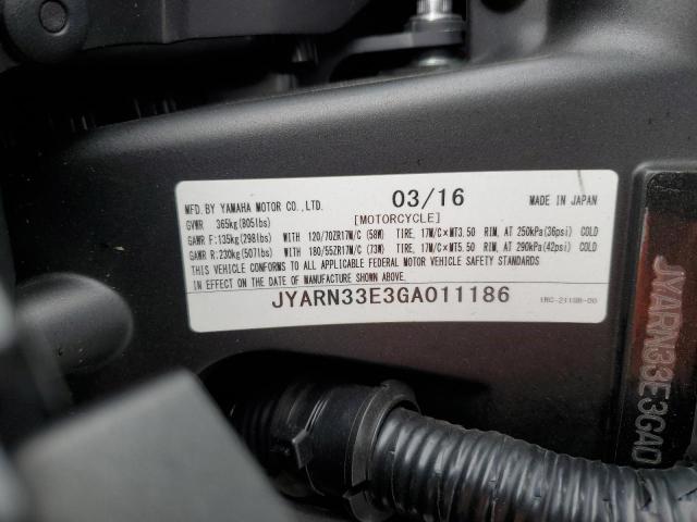 2016 YAMAHA FZ09 JYARN33E3GA011186