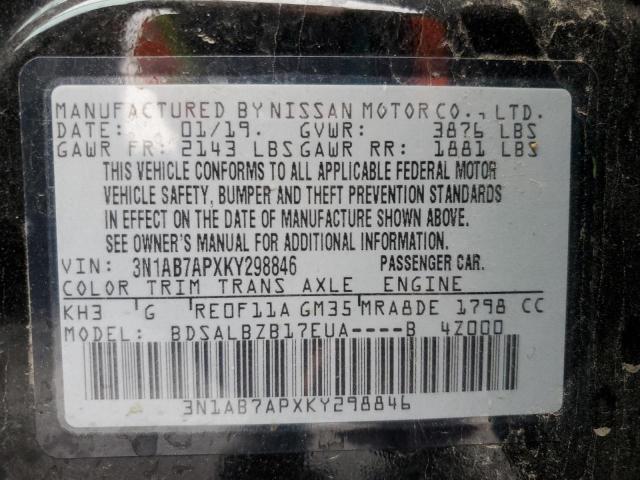 3N1AB7APXKY298846 Nissan SENTRA S