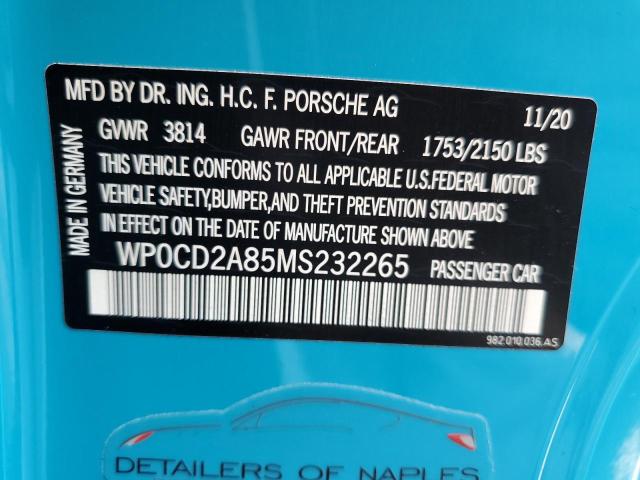 2021 PORSCHE BOXSTER GT WP0CD2A85MS232265